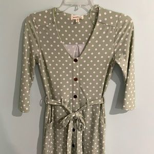 Monteau Green 3/4-Sleeve Dress